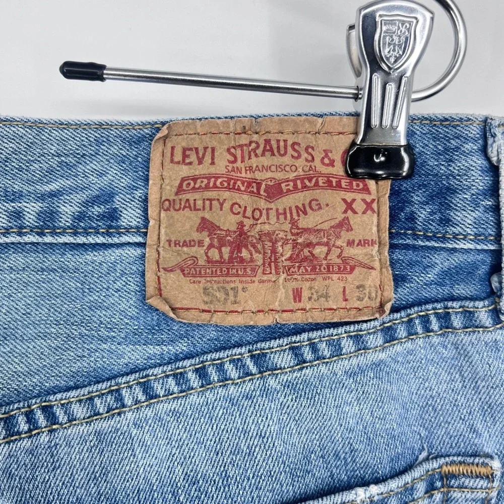 Levi's 501 Original Fit Jeans Men 34x30 Light Wash Blue Straight Streetwear 2008